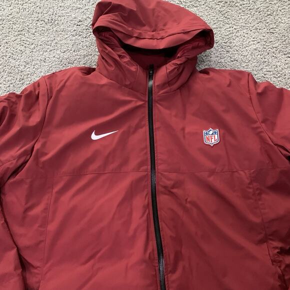 NIKE MEN NFL TEAM ISSUE DOWN HOODED PARKA JACKET RED BURGUNDY DC3054-677 Sz XL - Picture 3 of 10